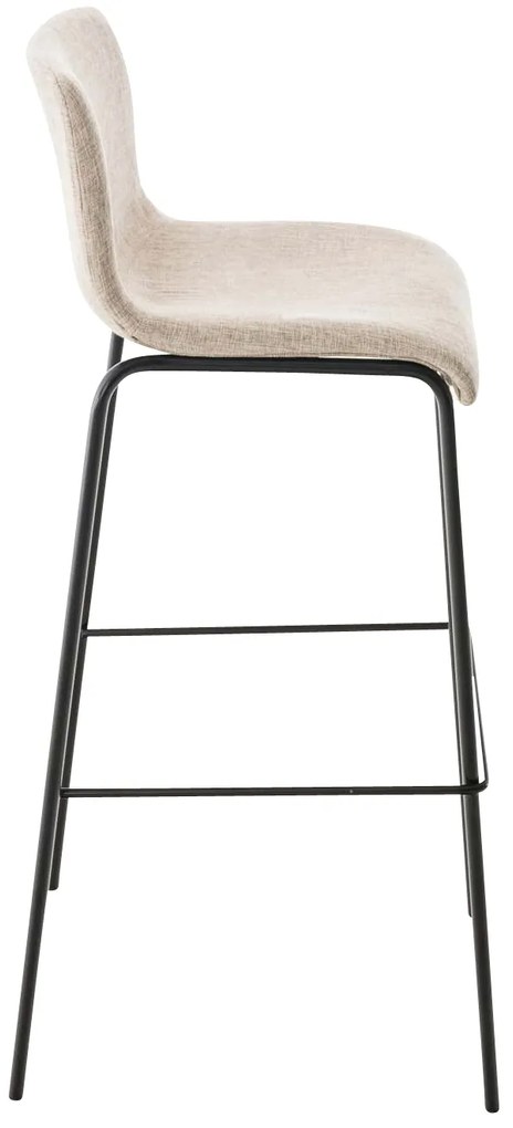 Conjunto de 2 bancos de bar Hoover em tecido e com estrutura preta 43 x 100 x 48 cm Creme