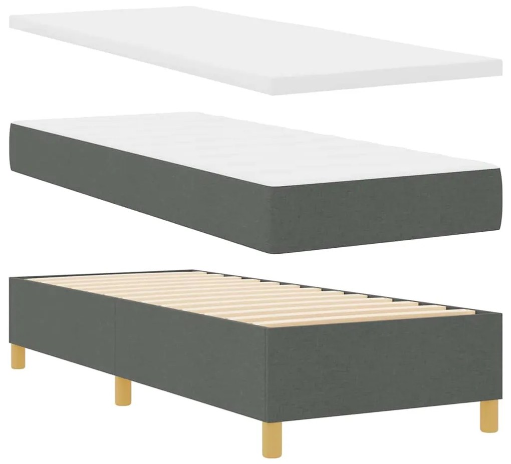 Cama Box com Colchão Cinza Escuro 80x200 cm em Tecido