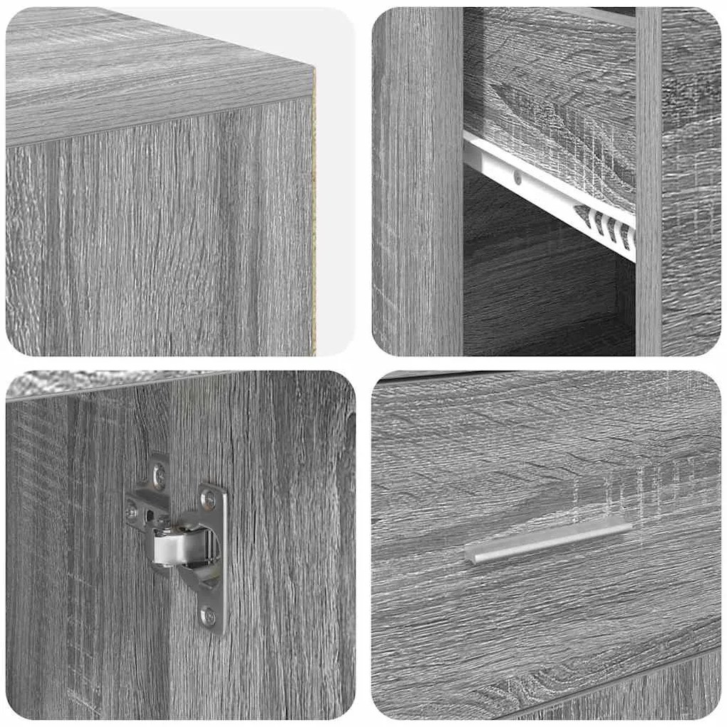 Mesa de Canto Cinza Sonoma 102x88x75 cm Madeira Engenharia