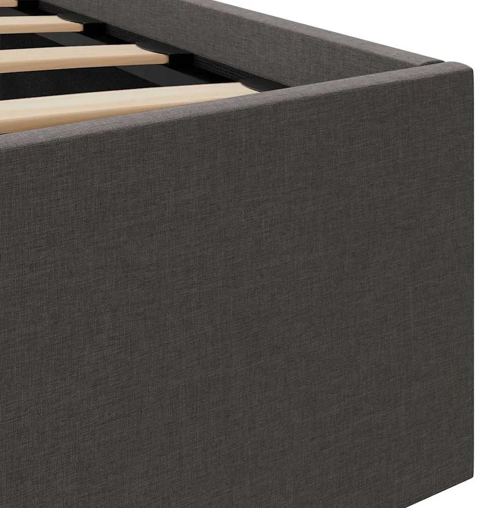 Cama hidráulica c/ arrumação LED 180x200cm tecido cinza-escuro