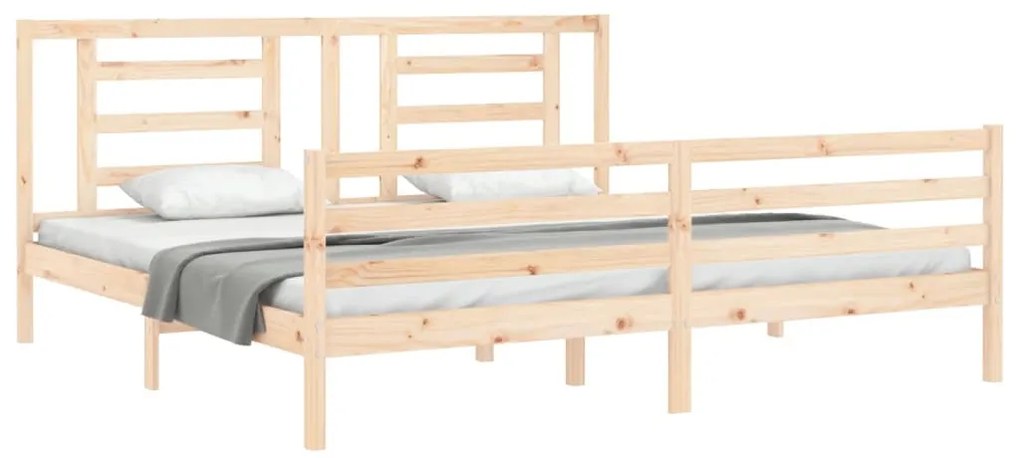 Estrutura de cama com cabeceira 200x200 cm madeira maciça