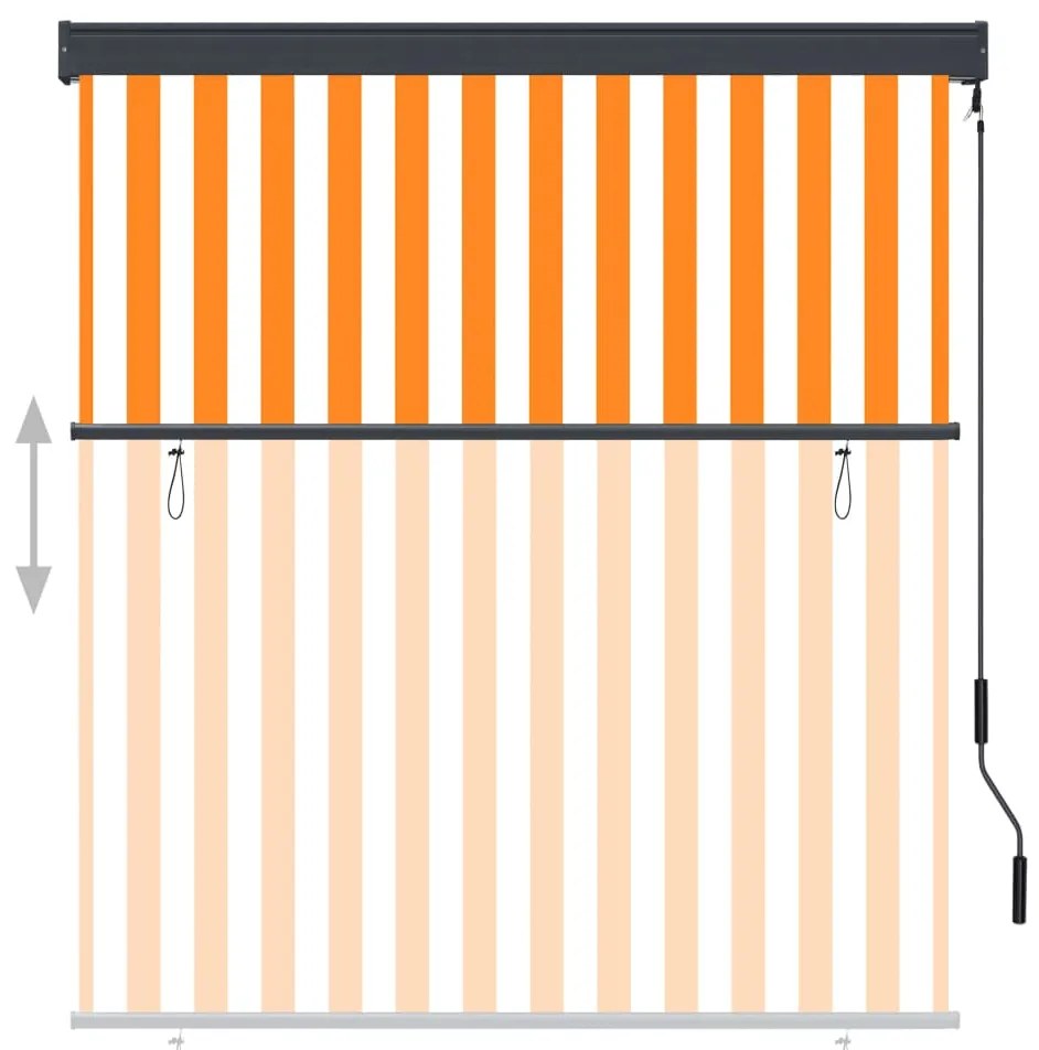 Estore de rolo para exterior 140x250 cm branco e laranja