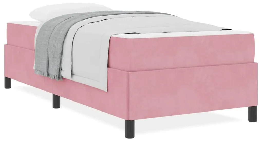 Estrutura da Cama Outros Rosa e branco 100 x 200 cm Veludo
