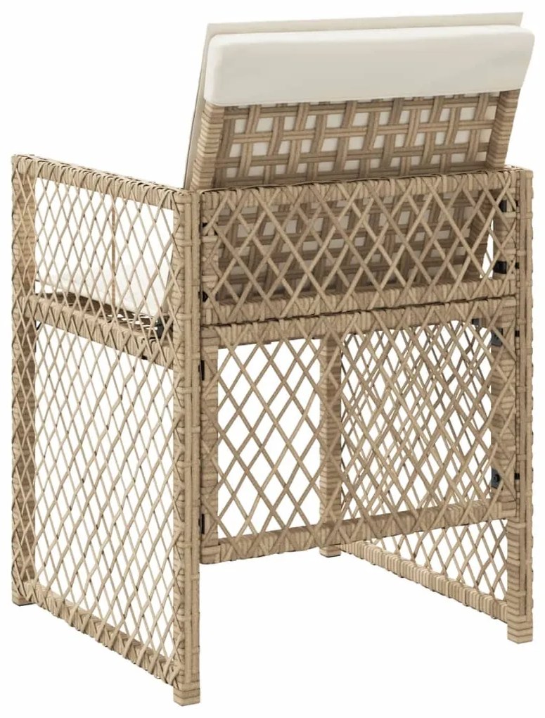 Cadeiras de jardim com almofadões 4 pcs vime PE bege