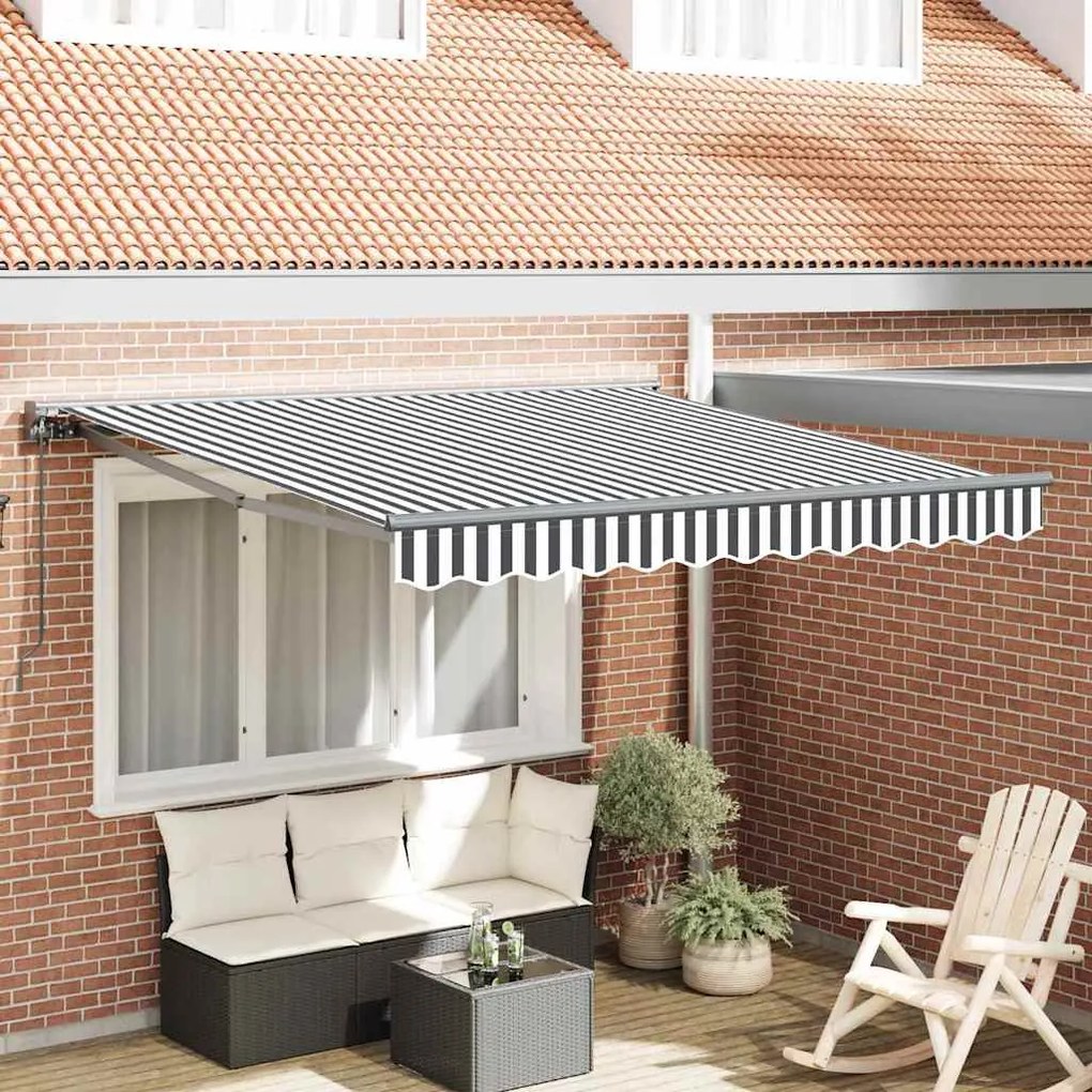 vidaXL Toldo Retrátil Manual Antracite e Branco 350x250 cm