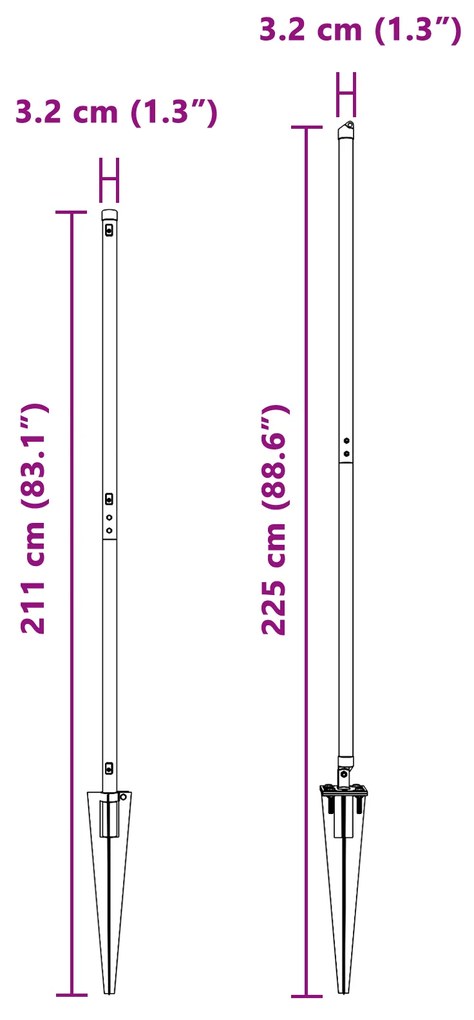 Postes de Cerca com Espeto 26 pcs Ø32 mm 180 cm Aço Galvanizado