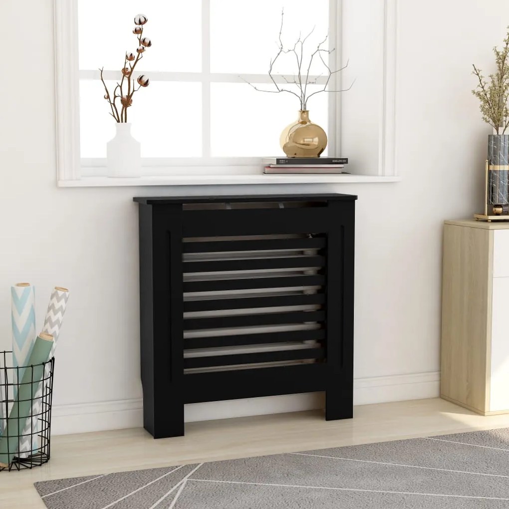 325564 vidaXL Cobertura de radiador MDF 78 cm preto