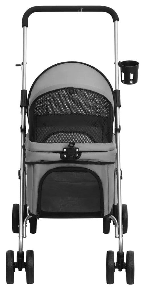 Carrinho dobrável para cães 76x50x100 cm tecido oxford cinzento