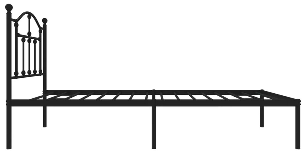 Estrutura de cama metal s/ colchão c/ cabeceira 75x190 cm preto