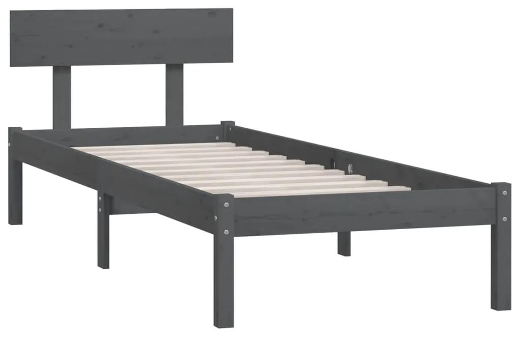 Estrutura de cama solteiro 90x190 cm pinho maciço cinza