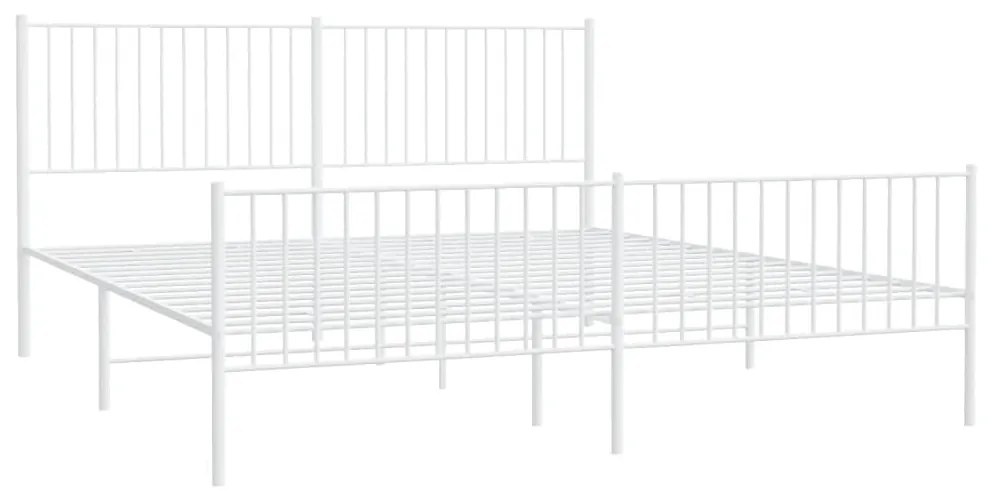 Estrutura de cama com cabeceira e pés 200x200 cm metal branco