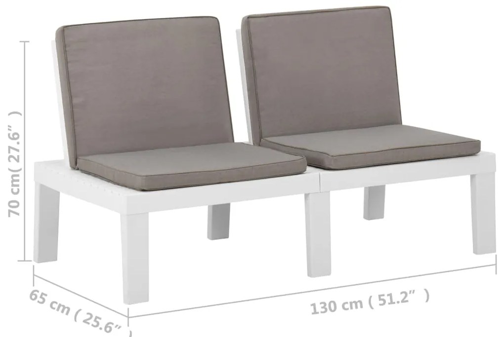Banco lounge de jardim com almofadão plástico branco