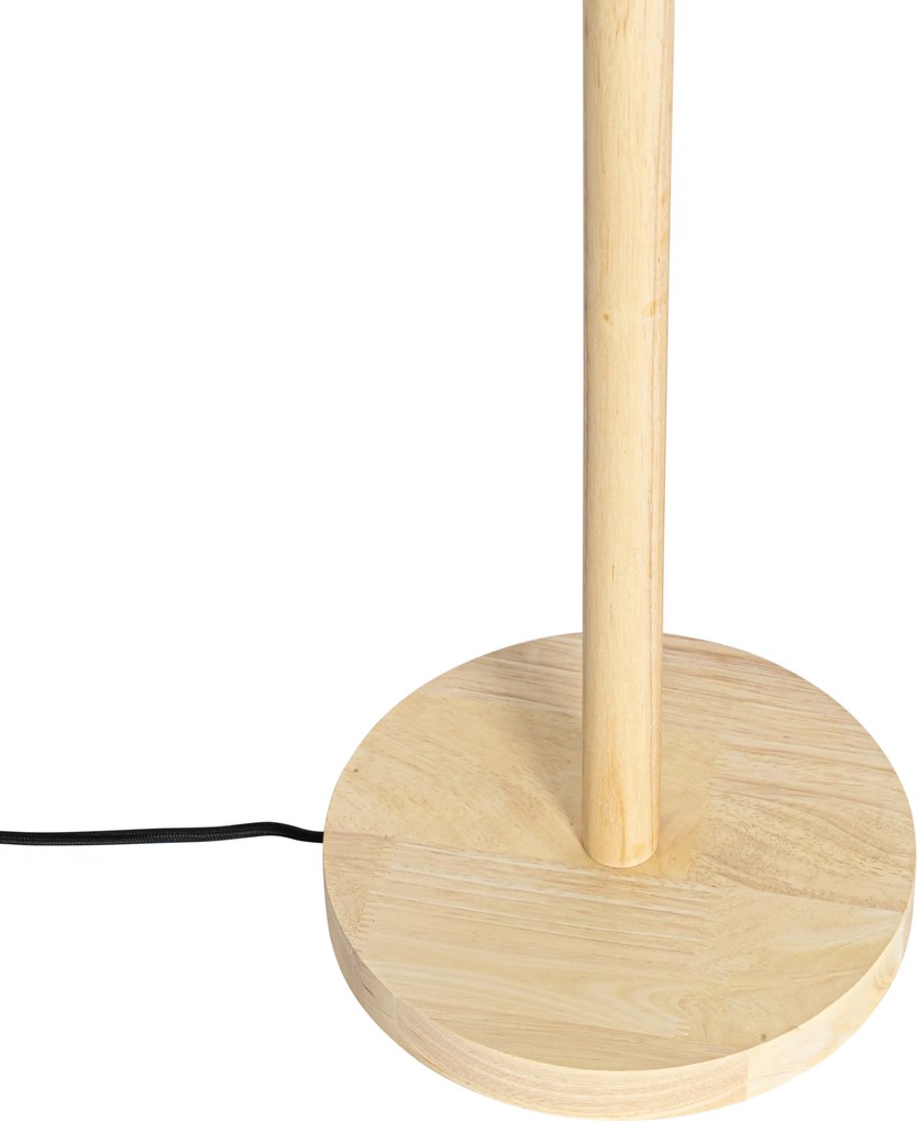 Candeeiro de pé de madeira com abajur de veludo bronze 40cm - Mels