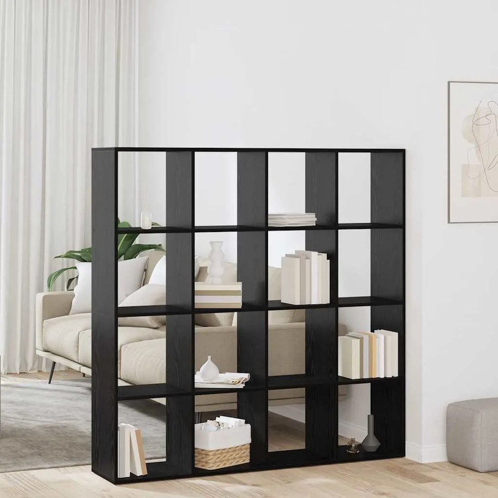 vidaXL Gabinete de Livros Carvalho preto 137,5 x 29 x 137,5 cm
