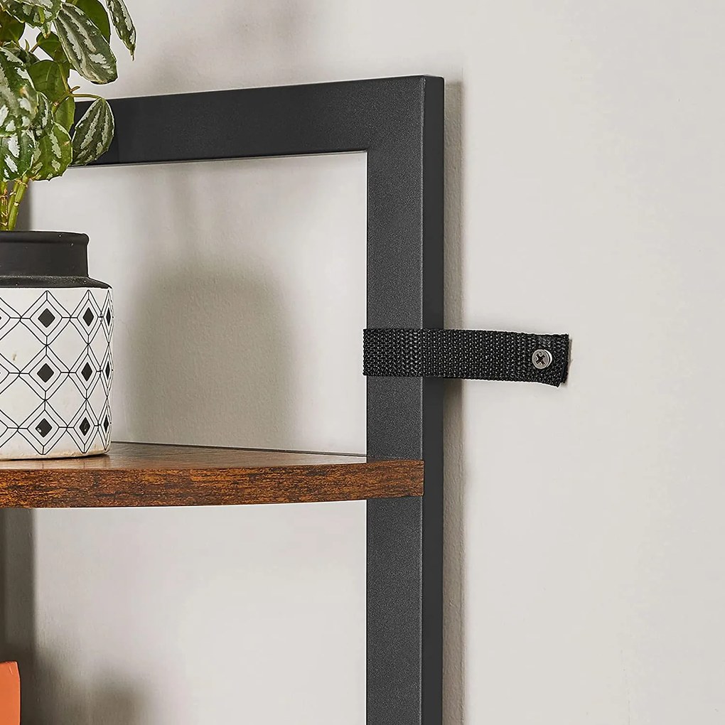 Estante de canto com 5 prateleiras 30 x 30 x 150 cm Castanho Vintage-preto