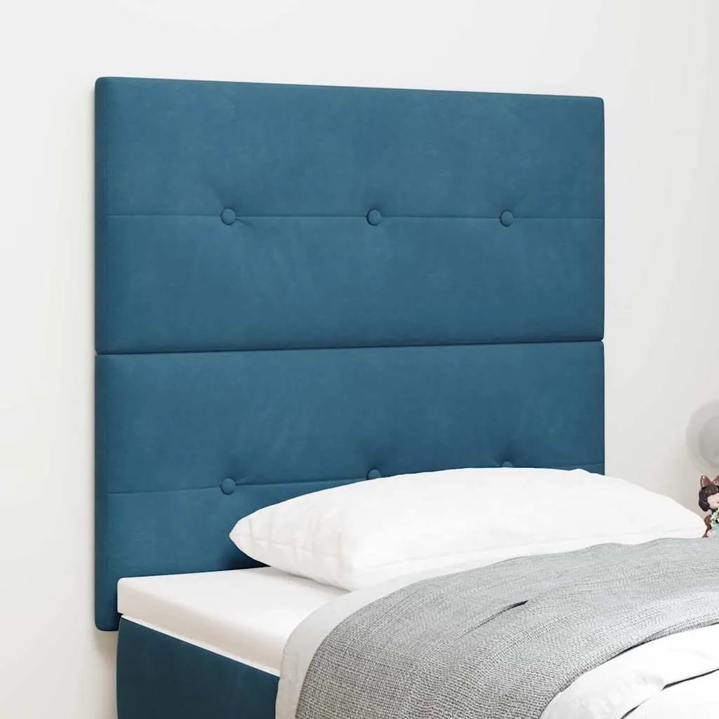 vidaXL Cabeceira LED Azul Escuro 80 cm Veludo