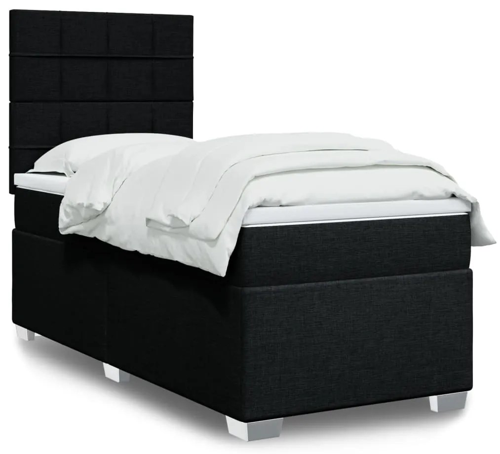 vidaXL Cama com molas/colchão 80x200 cm tecido preto