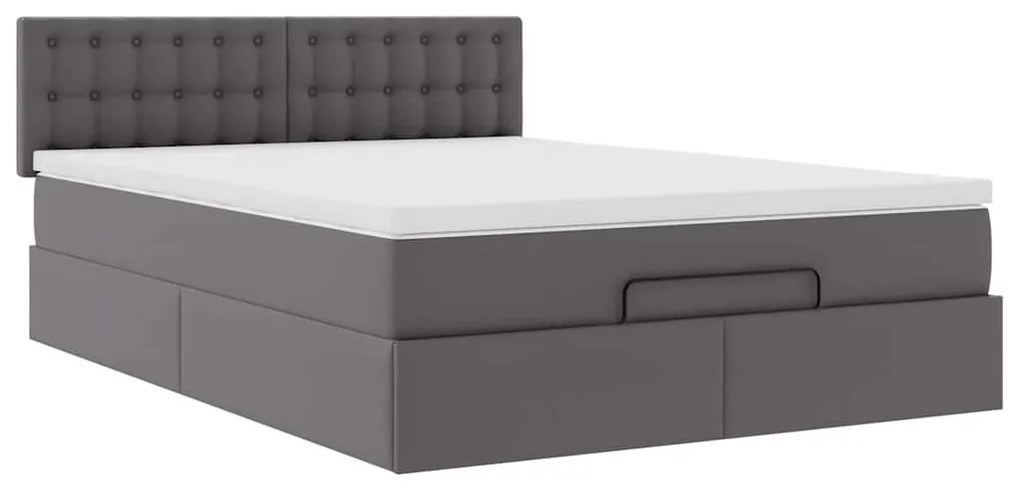 Estrutura de cama otomana com colchão 140x190 cm cinzenta