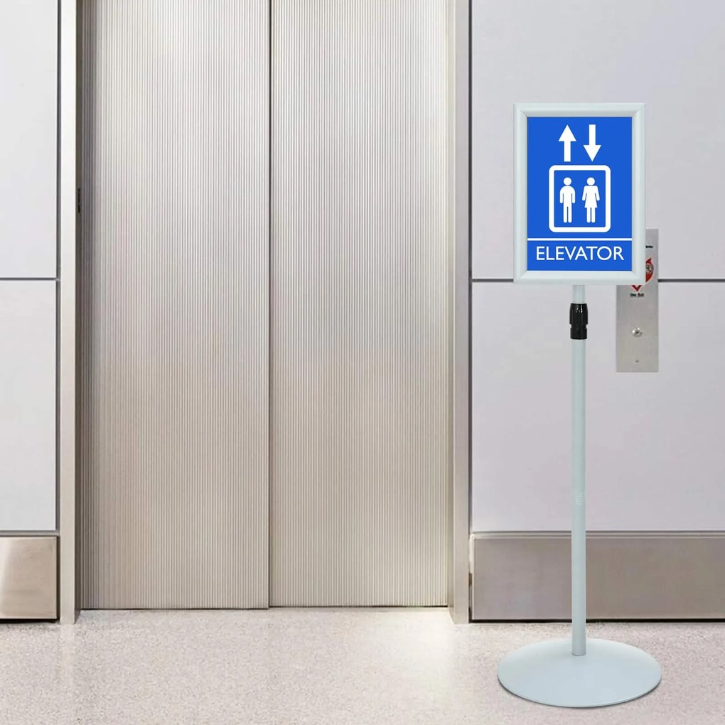 vidaXL Suporte de Pôster Pedestal Prateado 33 x 33 x 123 cm PVC e Aço