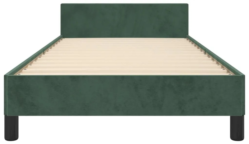 Estrutura de cama sem colchão 90x190 cm veludo verde-escuro