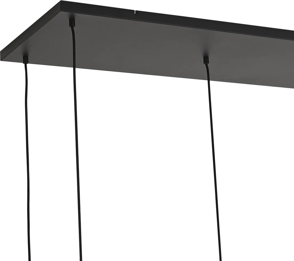 Candeeiro suspenso Art Deco preto com vidro fumado 5 luzes - Wallace