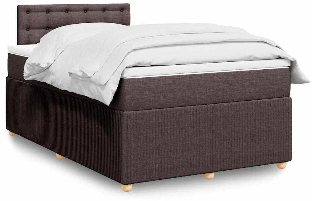 Cama com molas/colchão 120x200 cm tecido castanho-escuro