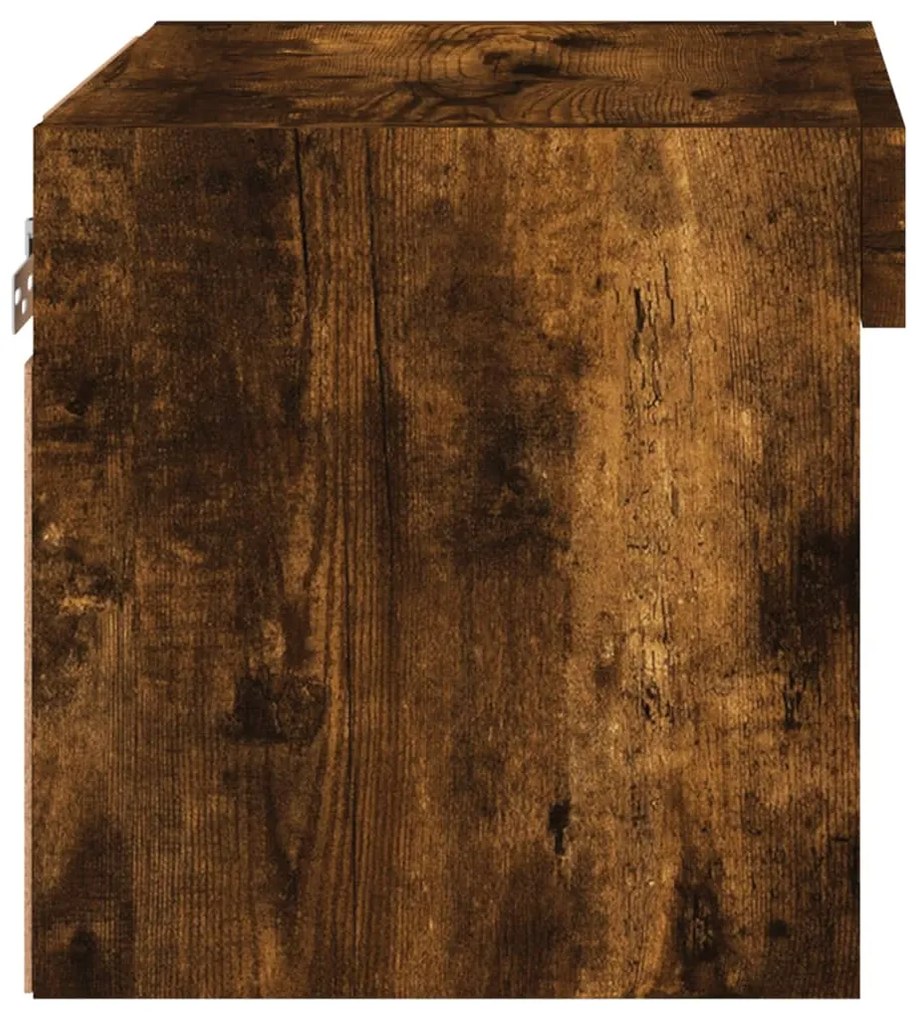 Mesa de cabeceira de parede com luzes LED carvalho fumado