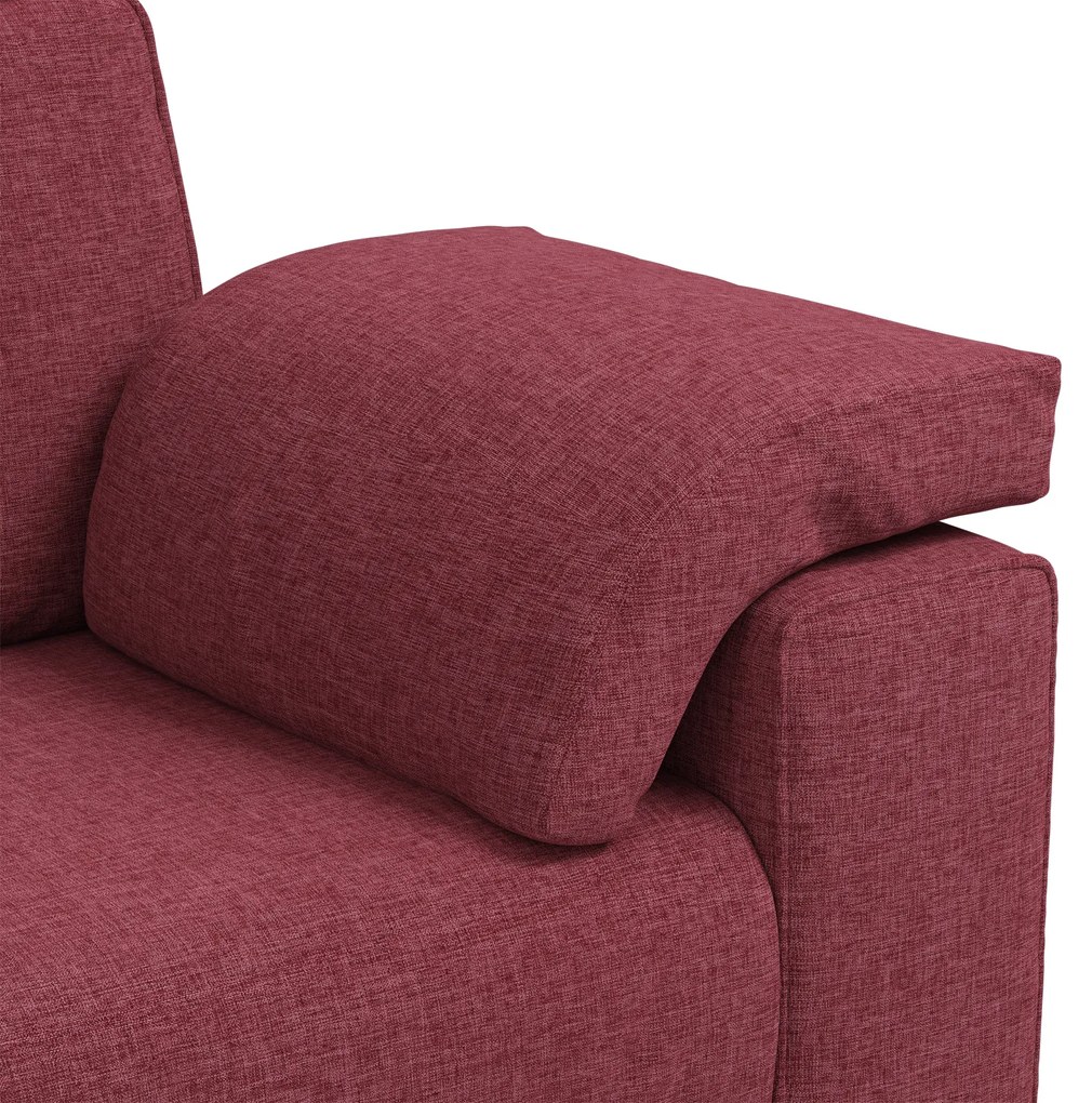 Conjunto de Sofá de 3 Peças com Almofadas Vermelhas Vinho