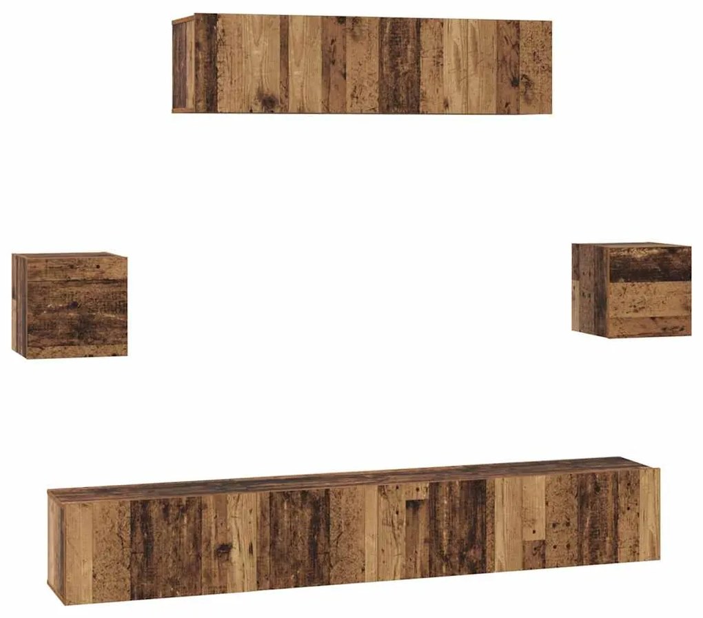 Conjunto de móvel de TV 7 pcs Madeira antiga 80 x 30 x 30 cm