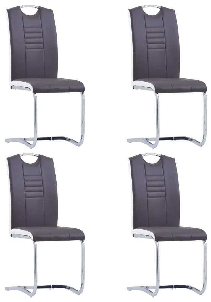vidaXL Cadeiras de jantar cantilever 4 pcs couro artificial cinzento