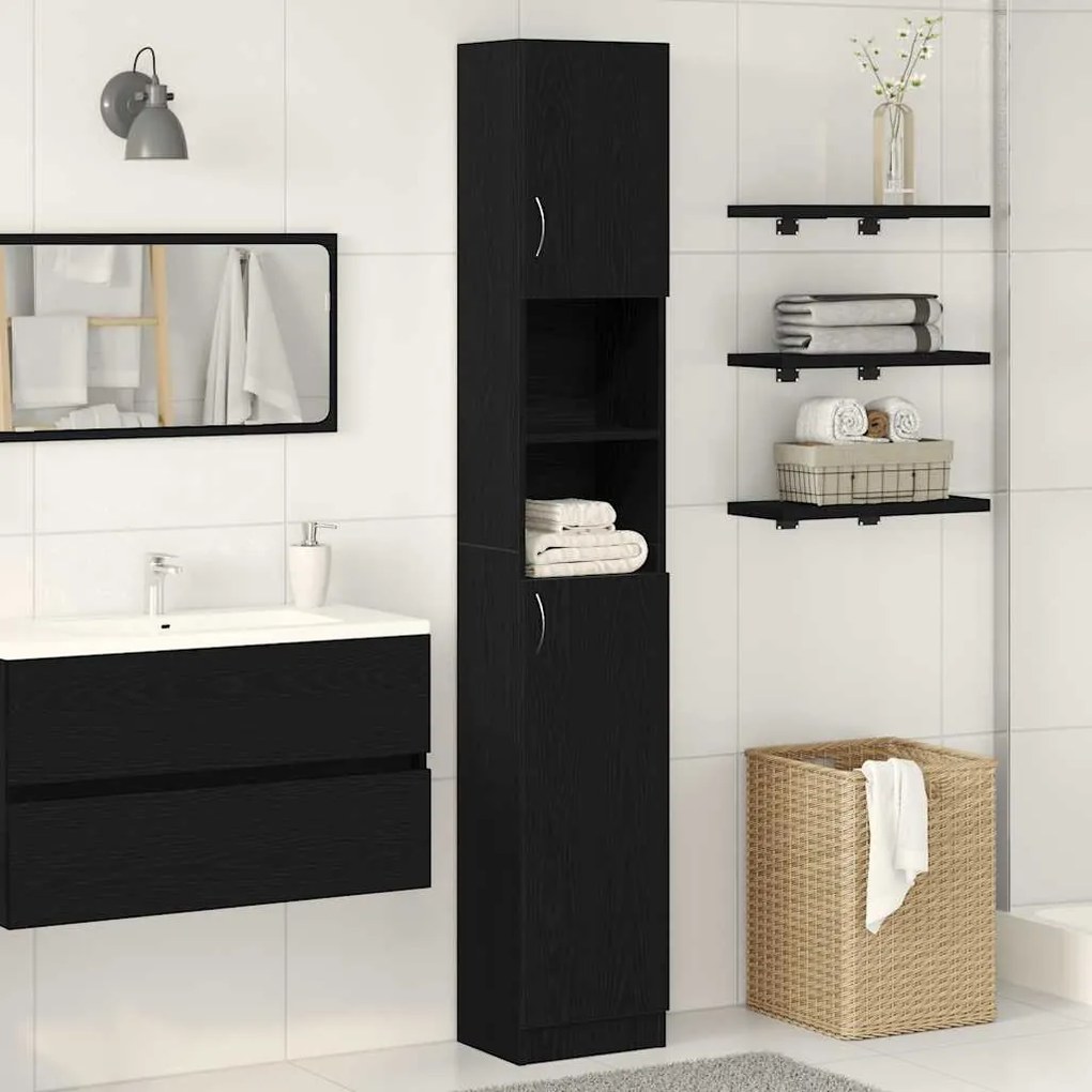 vidaXL Armário WC 32x25,5x190 cm derivados madeira carvalho preto