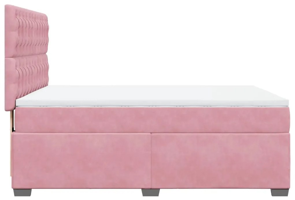 Cama com molas/colchão 140x200 cm veludo rosa