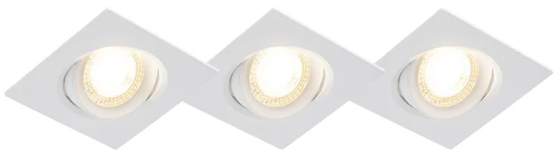 Conjunto de 3 focos embutidos brancos incluindo LED regulável em 3 etapas - Miu