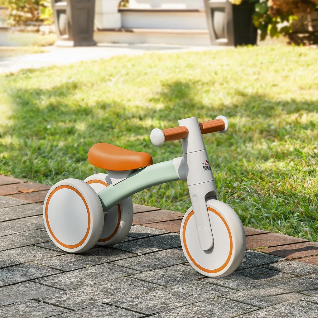 HOMCOM Bicicleta sem Pedais para Crianças de 1-3 Anos Bicicleta de Equilíbrio com 3 Rodas Silenciosas Carro Andador de Bebé 60x24x37cm Marrom