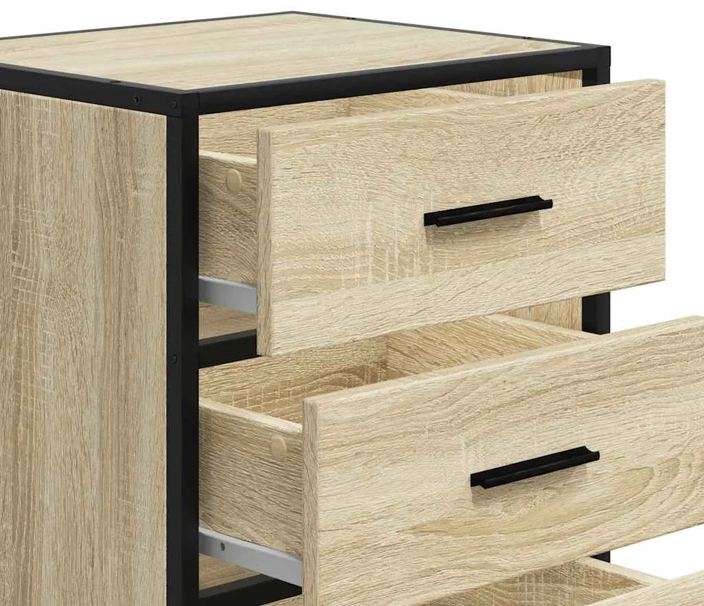 Mesa de cabeceira sonoma carvalho 40x34,5x60 cm madeira e metal