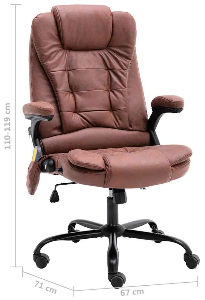 Cadeira massagens p/ escritório couro artificial castanho-claro