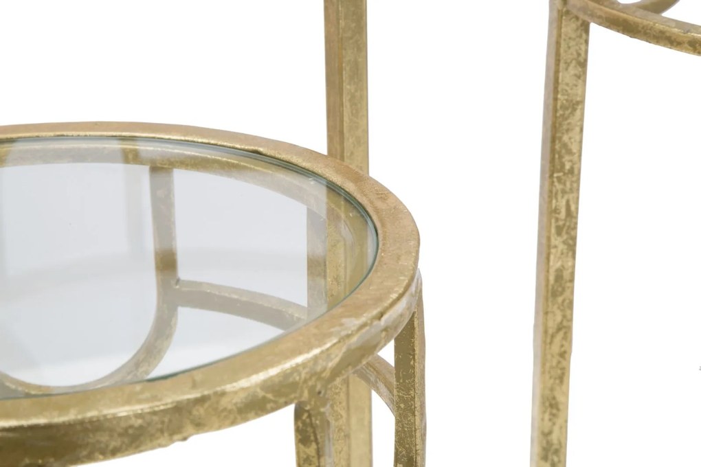 CONJUNTO DE 3 MESAS DE APOIO Ø 33X70-28X60-23X50 CM DOURADAS