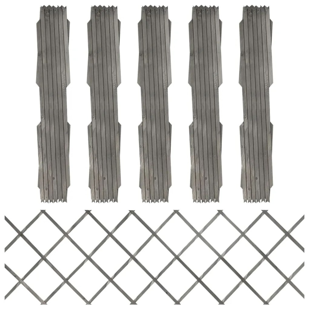 vidaXL Cercas em treliça 5 pcs 180x60 cm abeto maciço cinzento
