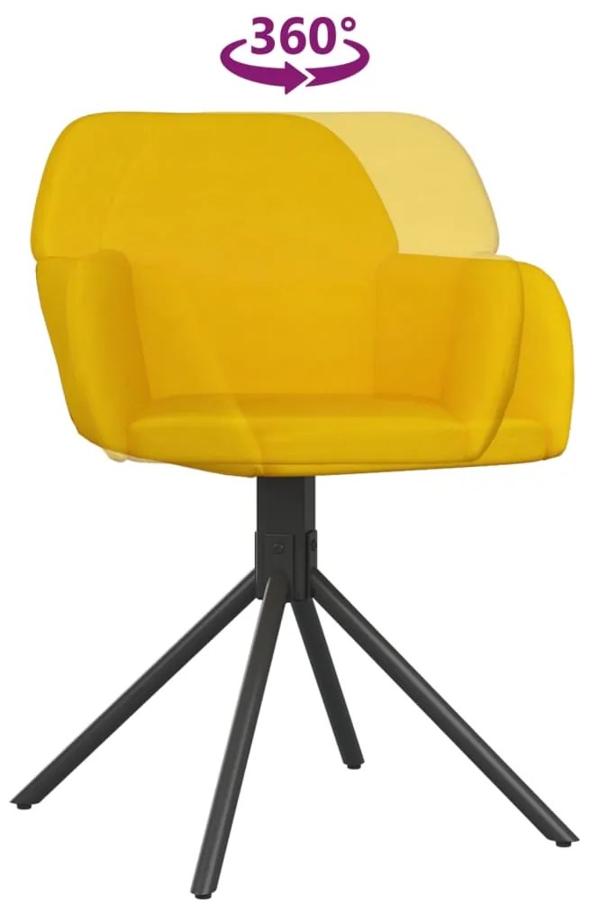 Cadeiras de jantar giratórias 2 pcs veludo amarelo