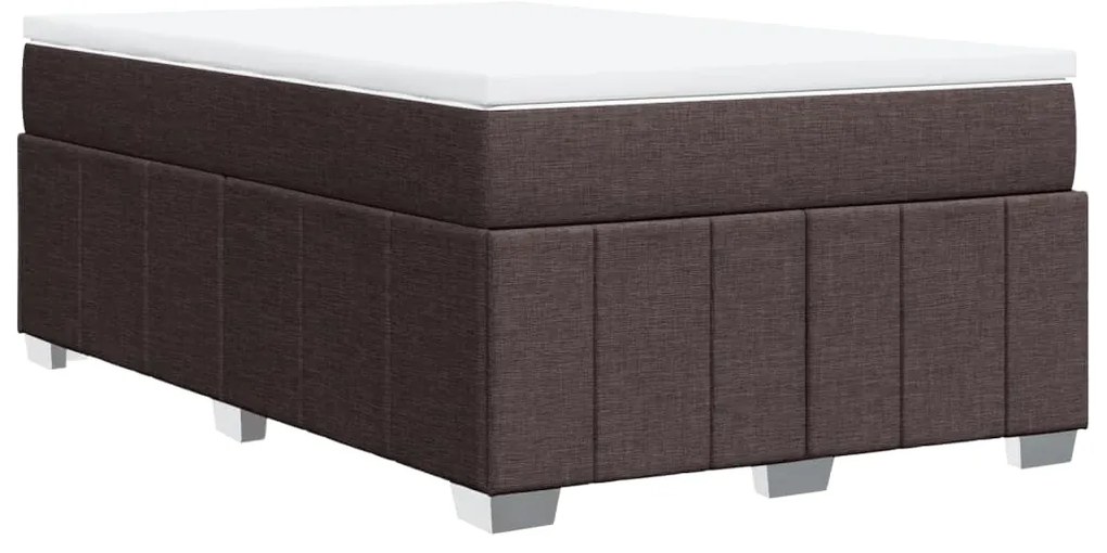Cama boxspring com colchão 120x190 cm tecido castanho-escuro