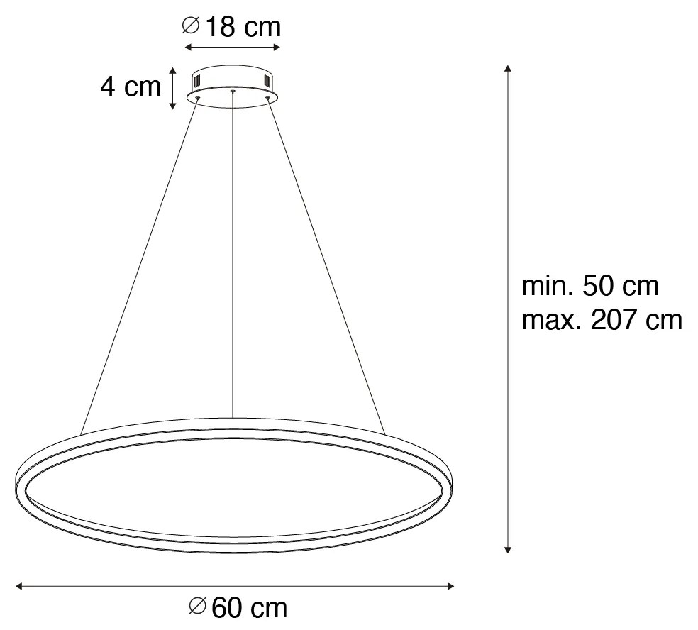 Candeeiro de suspensão dourado 60cm com LED regulável 3 passos - Girello