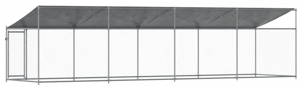 Jaula para cão com telhado/porta 8x2x2 m aço galvanizado cinza