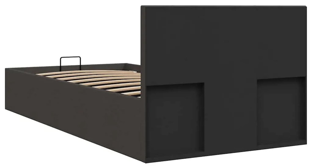 Cama hidráulica arrumação 90x200cm tecido cinza-escuro