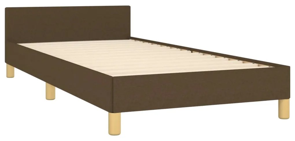 Estrutura de cama c/ cabeceira 90x190 cm tecido castanho-escuro