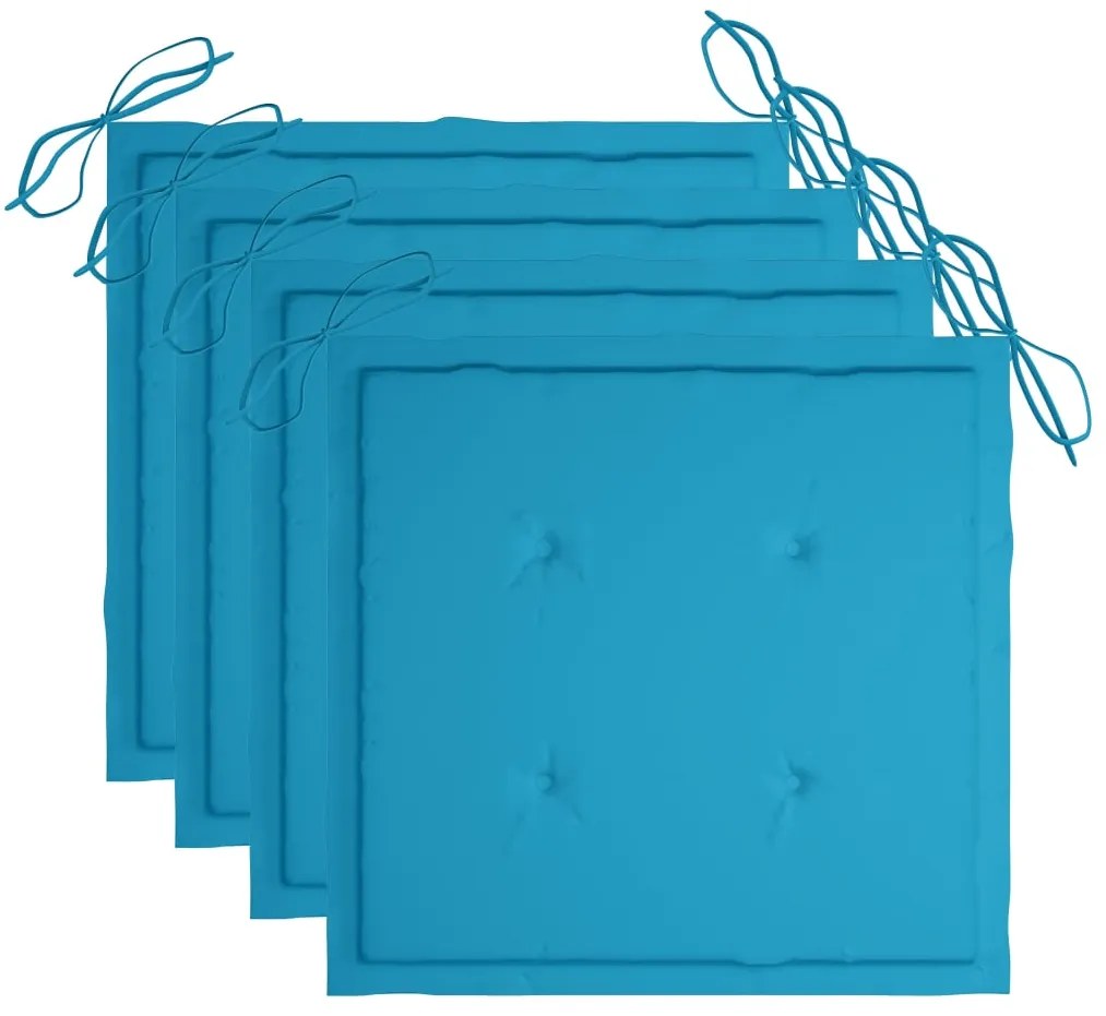 5 pcs conj. de jantar dobrável c/ almofadões p/ exterior bambu
