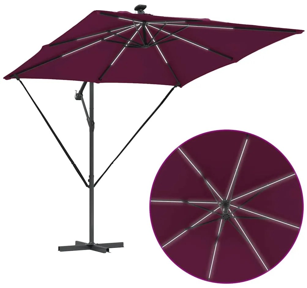 Guarda-sol de Bananeira Cantilever com bloqueio Vermelho bordô