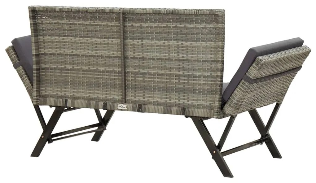 Banco de jardim c/ almofadões 176 cm vime PE cinzento