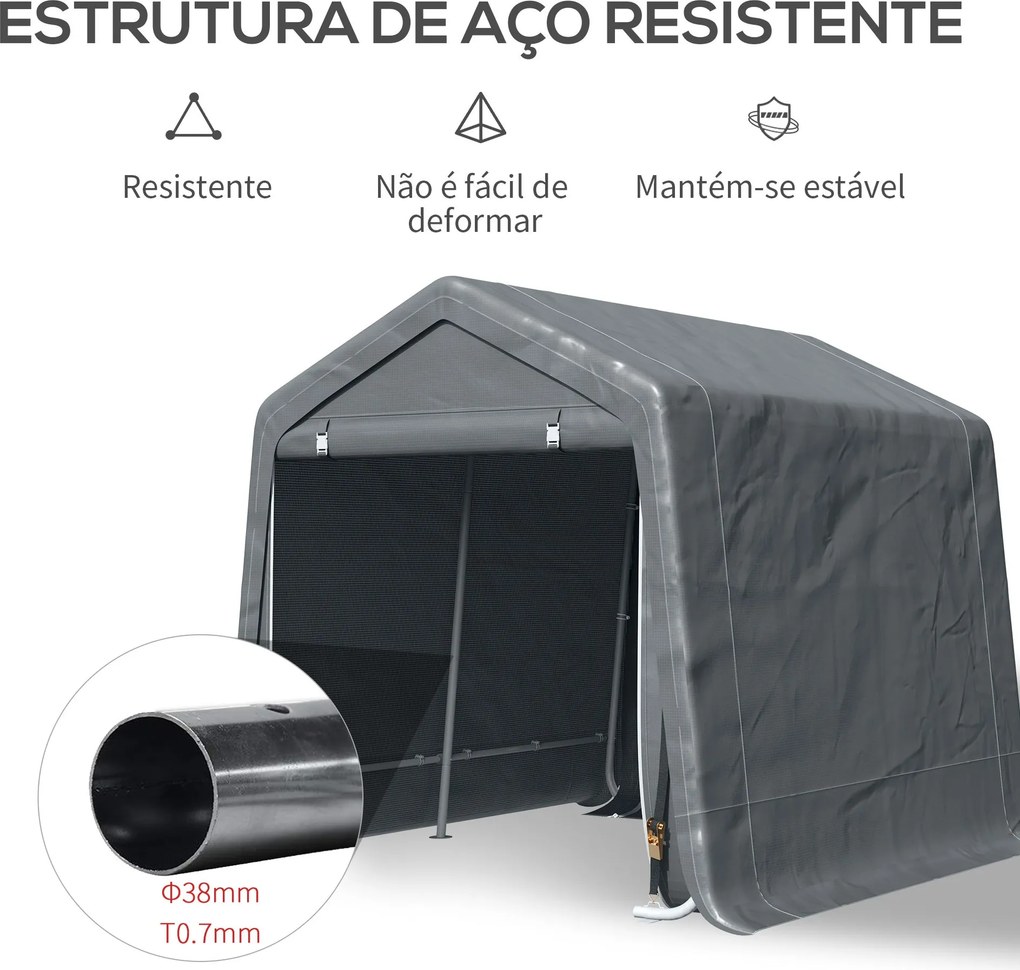 Abrigo Exterior para Jardim Impermeável Modello GrigioFlex – 280x240x2