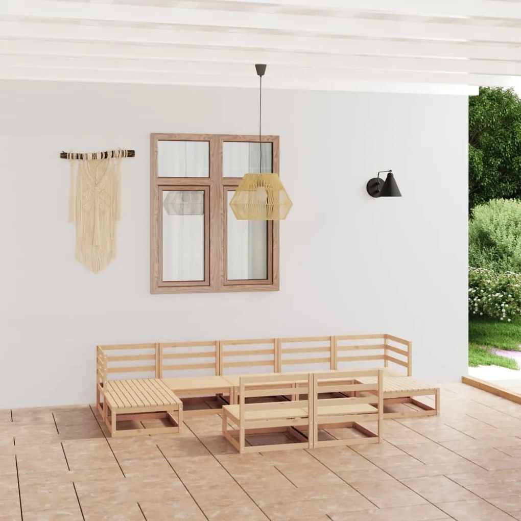 vidaXL 9 pcs conjunto lounge de jardim pinho maciço