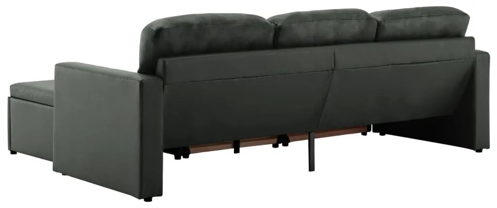 Sofá-cama modular de 3 lugares couro artificial cinzento